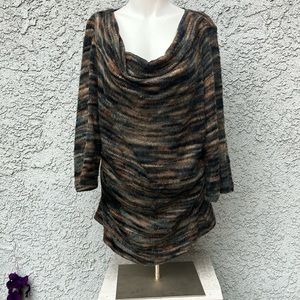 John Paul Richard black and brown light weight cowl neck sweater